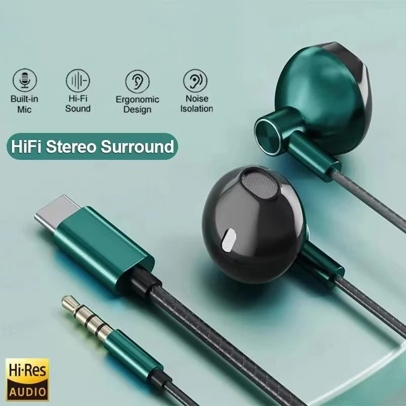 Wired Earphone Mic - Tip C 3.5mm HIFI Stereo Kablolu