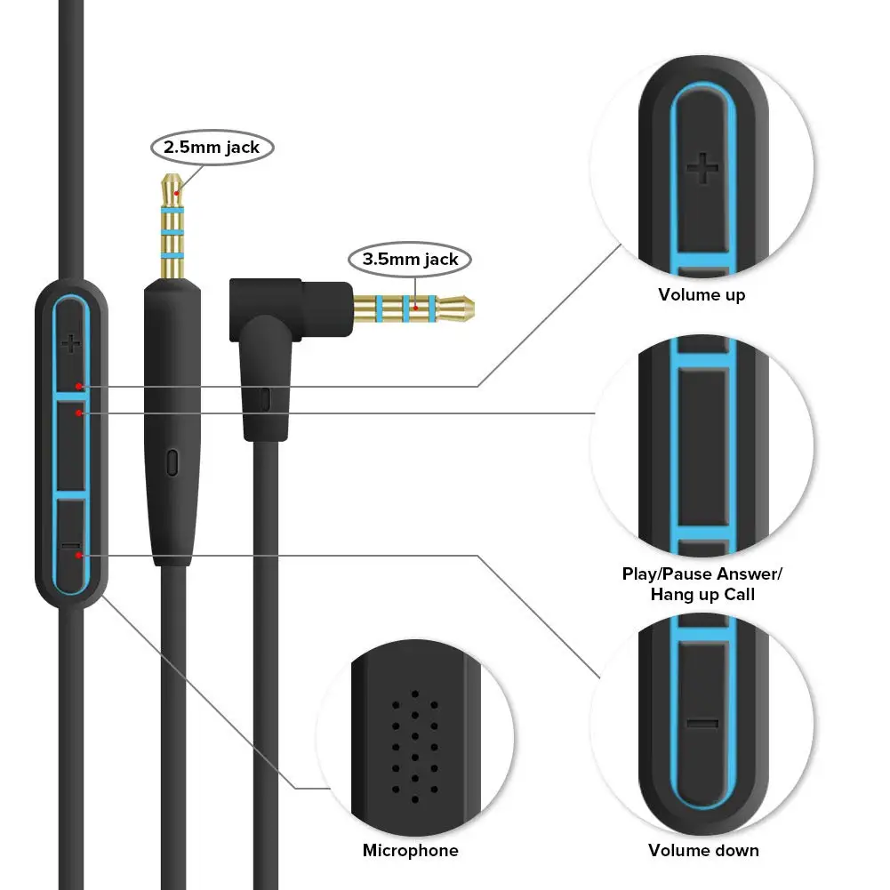 Wired Earphone Mic - 2.5mm ila 3.5mm Ses Kablosu Bose